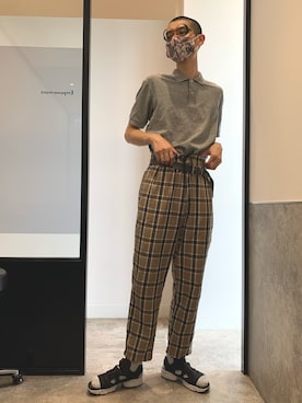 「ASTRONOMY（アストロノミー）のアイテム（パンツ）」を使った、嶋津一馬さん（メンズ・183cm）の夏コーディネート