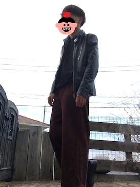 「Confirm（コンファーム）のアイテム（ライダースジャケット）」を使った、yusuke      yamamotoさん（メンズ・168cm）の冬コーディネート