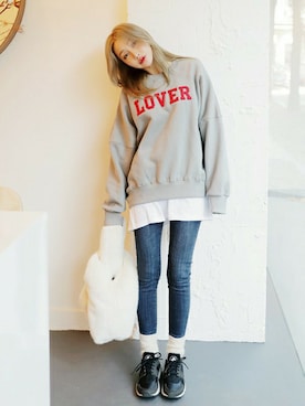 「DHOLIC（ディーホリック）のアイテム（トートバッグ）」を使った、ディーホリックさん（レディース・160cm）の冬コーディネート