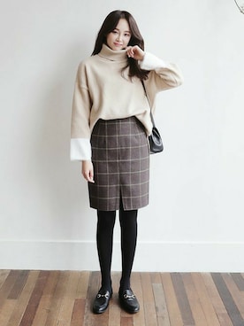 「DHOLIC（ディーホリック）の新作10％OFF（Tシャツ/カットソー）」を使った、ディーホリックさん（レディース・165cm）の冬コーディネート