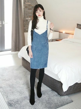 「DHOLIC（ディーホリック）のアイテム（ブーツ）」を使った、ディーホリックさん（レディース・162cm）の冬コーディネート