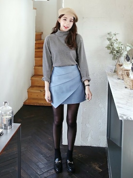 「DHOLIC（ディーホリック）のアイテム（Tシャツ/カットソー）」を使った、ディーホリックさん（レディース・165cm）の冬コーディネート