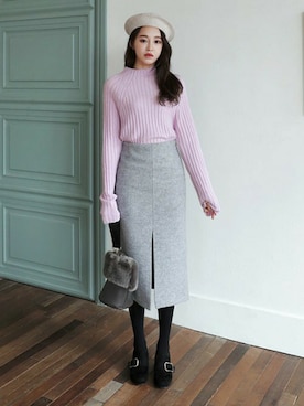 「DHOLIC（ディーホリック）のアイテム（スカート）」を使った、ディーホリックさん（レディース・165cm）の冬コーディネート