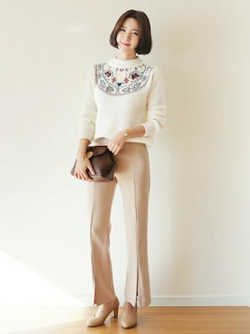 「coordinate」｜「アイテム（スラックス）」を使った、ディーホリックさん（レディース・169cm）の冬コーディネート