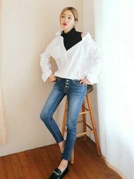 「DHOLIC（ディーホリック）のアイテム（その他シューズ）」を使った、ディーホリックさん（レディース・160cm）の冬コーディネート