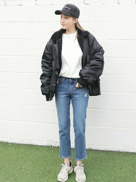 「DHOLIC（ディーホリック）のアイテム（その他アウター）」を使った、ディーホリックさん（レディース・160cm）の冬コーディネート