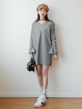 「DHOLIC（ディーホリック）の新作10％OFF（Tシャツ/カットソー）」を使った、ディーホリックさん（レディース・165cm）の冬コーディネート