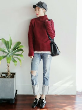 「DHOLIC（ディーホリック）のアイテム（キャスケット）」を使った、ディーホリックさん（レディース・160cm）の冬コーディネート