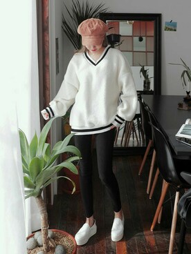 「DHOLIC（ディーホリック）のアイテム（キャップ）」を使った、ディーホリックさん（レディース・165cm）の冬コーディネート