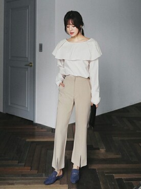 「coordinate」｜「アイテム（スラックス）」を使った、ディーホリックさん（レディース・169cm）の冬コーディネート