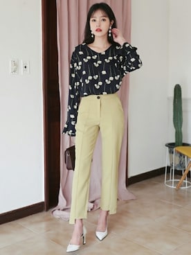 「coordinate」｜「アイテム（スラックス）」を使った、ディーホリックさん（レディース・165cm）の冬コーディネート