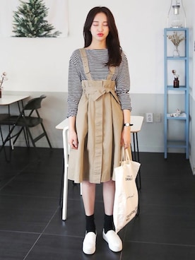 「DHOLIC（ディーホリック）の新作10％OFF（Tシャツ/カットソー）」を使った、ディーホリックさん（レディース・165cm）の冬コーディネート