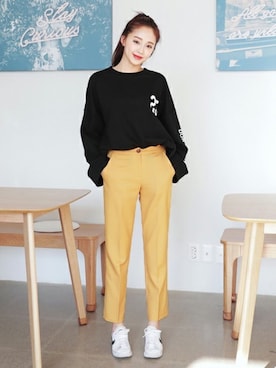 「coordinate」｜「アイテム（スラックス）」を使った、ディーホリックさん（レディース・165cm）の春コーディネート