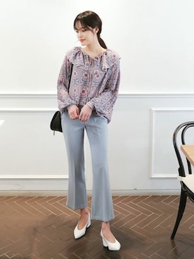 「DHOLIC（ディーホリック）のアイテム（スラックス）」を使った、ディーホリックさん（レディース・162cm）の春コーディネート