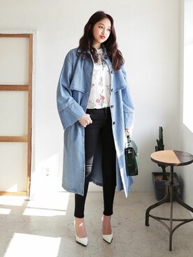 「DHOLIC（ディーホリック）のアイテム（トレンチコート）」を使った、ディーホリックさん（レディース・165cm）の春コーディネート