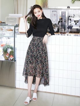 「DHOLIC（ディーホリック）の新作10％OFF（Tシャツ/カットソー）」を使った、ディーホリックさん（レディース・166cm）の春コーディネート