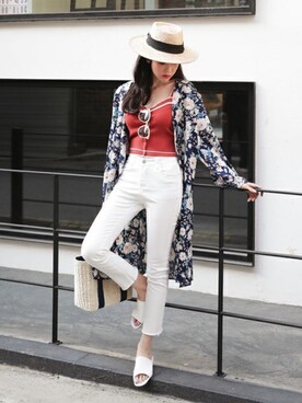 「DHOLIC（ディーホリック）のアイテム（かごバッグ）」を使った、ディーホリックさん（レディース・165cm）の春コーディネート