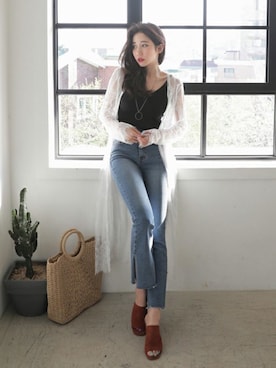 「DHOLIC（ディーホリック）のアイテム（トートバッグ）」を使った、ディーホリックさん（レディース・165cm）の春コーディネート