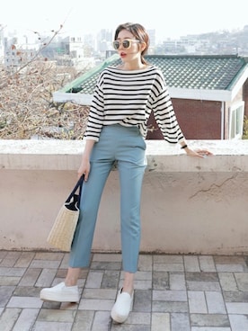 「coordinate」｜「アイテム（スラックス）」を使った、ディーホリックさん（レディース・165cm）の春コーディネート