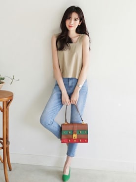 「DHOLIC（ディーホリック）の新作10％OFF（Tシャツ/カットソー）」を使った、ディーホリックさん（レディース・163cm）の春コーディネート