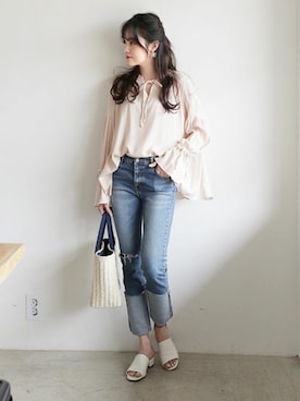 「DHOLIC（ディーホリック）のアイテム（かごバッグ）」を使った、ディーホリックさん（レディース・160cm）の春コーディネート