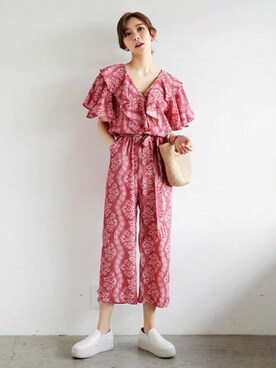 「DHOLIC（ディーホリック）のアイテム（つなぎ/オールインワン）」を使った、ディーホリックさん（レディース・163cm）の春コーディネート