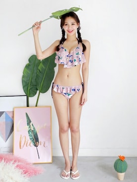 「アイテム（水着/着物・浴衣）」を使った、ディーホリックさん（レディース・163cm）の春コーディネート