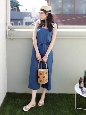 「DHOLIC（ディーホリック）のアイテム（つなぎ/オールインワン）」を使った、ディーホリックさん（レディース・165cm）の夏コーディネート