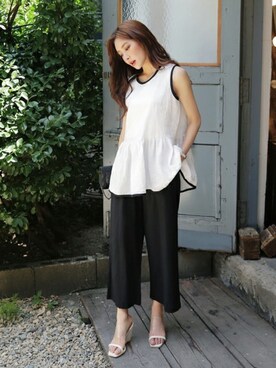 「スラックスパンツ」｜ディーホリックさん（レディース・163cm）の夏コーディネート