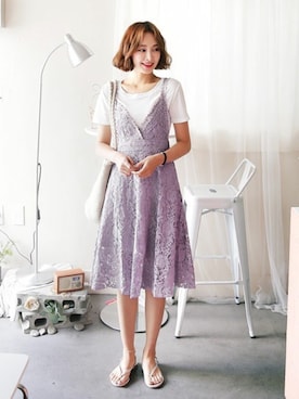 「DHOLIC（ディーホリック）の新作10％OFF（Tシャツ/カットソー）」を使った、ディーホリックさん（レディース・165cm）の夏コーディネート