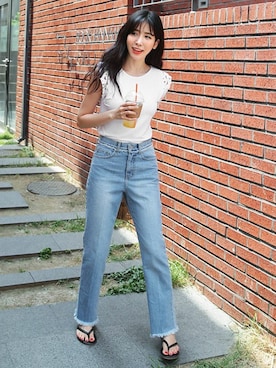 「DHOLIC（ディーホリック）のアイテム（パンツ）」を使った、ディーホリックさん（レディース・165cm）の夏コーディネート