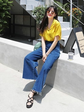 「DHOLIC（ディーホリック）の新作10％OFF（Tシャツ/カットソー）」を使った、ディーホリックさん（レディース・165cm）の夏コーディネート