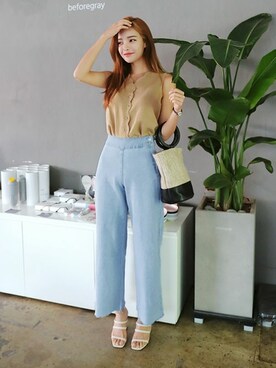 「DHOLIC（ディーホリック）のアイテム（パンツ）」を使った、ディーホリックさん（レディース・160cm）の夏コーディネート