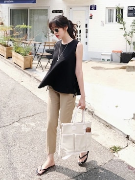 「coordinate」｜「アイテム（スラックス）」を使った、ディーホリックさん（レディース・165cm）の夏コーディネート