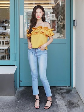 「DHOLIC（ディーホリック）の新作10％OFF（Tシャツ/カットソー）」を使った、ディーホリックさん（レディース・163cm）の夏コーディネート