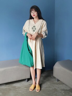 「DHOLIC（ディーホリック）の新作10％OFF（Tシャツ/カットソー）」を使った、ディーホリックさん（レディース・162cm）の夏コーディネート