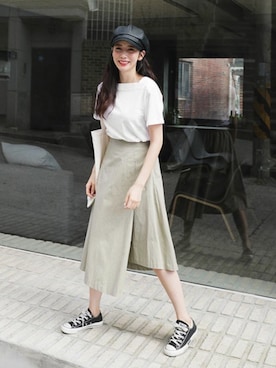 「DHOLIC（ディーホリック）の新作10％OFF（Tシャツ/カットソー）」を使った、ディーホリックさん（レディース・165cm）の夏コーディネート