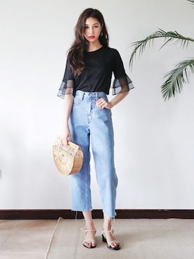 「DHOLIC（ディーホリック）のアイテム（パンツ）」を使った、ディーホリックさん（レディース・163cm）の夏コーディネート