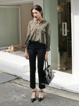 「DHOLIC（ディーホリック）のアイテム（パンプス）」を使った、ディーホリックさん（レディース・163cm）の秋コーディネート