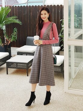 「DHOLIC（ディーホリック）の新作10％OFF（Tシャツ/カットソー）」を使った、ディーホリックさん（レディース・163cm）の秋コーディネート