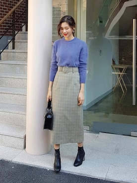 「DHOLIC（ディーホリック）の新作10％OFF（Tシャツ/カットソー）」を使った、ディーホリックさん（レディース・163cm）の秋コーディネート