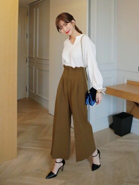 「DHOLIC（ディーホリック）のアイテム（パンツ）」を使った、ディーホリックさん（レディース・165cm）の秋コーディネート