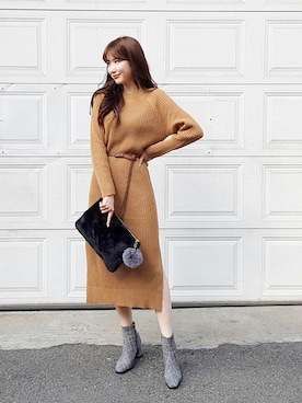 「DHOLIC（ディーホリック）のアイテム（ブーツ）」を使った、ディーホリックさん（レディース・165cm）の秋コーディネート