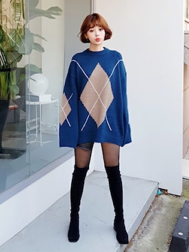 「DHOLIC（ディーホリック）のアイテム（ブーツ）」を使った、ディーホリックさん（レディース・165cm）の秋コーディネート