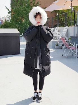 「DHOLIC（ディーホリック）のアイテム（ダウンジャケット/コート）」を使った、ディーホリックさん（レディース・165cm）の秋コーディネート