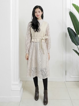 「DHOLIC（ディーホリック）のアイテム（ワンピース/ドレス）」を使った、ディーホリックさん（レディース・165cm）の冬コーディネート