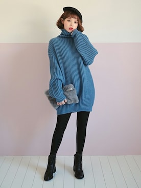 「DHOLIC（ディーホリック）の新作10％OFF（Tシャツ/カットソー）」を使った、ディーホリックさん（レディース・165cm）の冬コーディネート