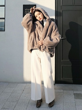 「DHOLIC（ディーホリック）のアイテム（その他アウター）」を使った、ディーホリックさん（レディース・163cm）の冬コーディネート