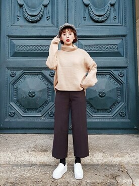 「DHOLIC（ディーホリック）のアイテム（スラックス）」を使った、ディーホリックさん（レディース・165cm）の冬コーディネート