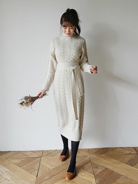 「DHOLIC（ディーホリック）の新作10％OFF（Tシャツ/カットソー）」を使った、ディーホリックさん（レディース・165cm）の冬コーディネート